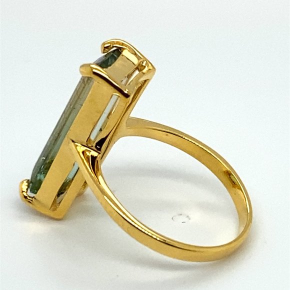 Bi Color Tourmaline 6.02ct Solid 14K Yellow Gold Ring - Picture 7 of 7